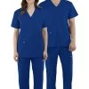Clearance Unisex V-Neck Solid Scrub Top & Drawstring Cargo Scrub Pant Set -Medical Nurse Clothing Shop 1 ah eset003clearance 650