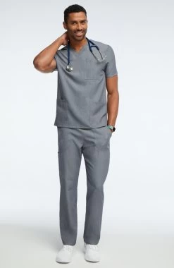 Clearance Unisex V-Neck Solid Scrub Top & Cargo Scrub Pant Set