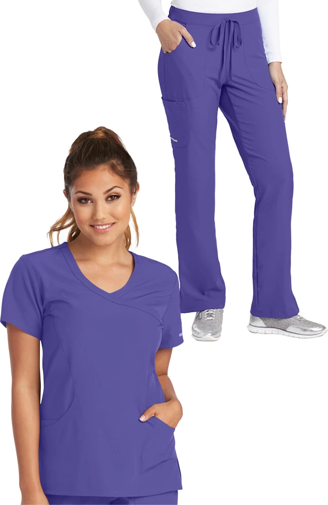 Skechers Women's Reliance Solid Scrub Top & Cargo Scrub Pant Set 3 Skechers Women's Reliance Solid Scrub Top & Cargo Scrub Pant Set