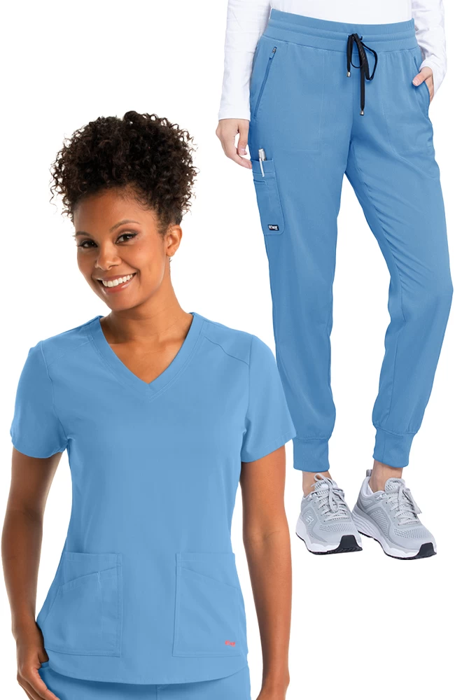 Women's Solid Scrub Top & Eden Jogger Scrub Pant 3 Women's Solid Scrub Top & Eden Jogger Scrub Pant