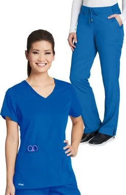 Women's Side Panel V-Neck Scrub Top & 6-Pocket Scrub Pant