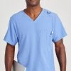 Skechers Men's Structure V-Neck Chest Pocket Solid Scrub Top -Medical Nurse Clothing Shop 1 bc sk0112 650