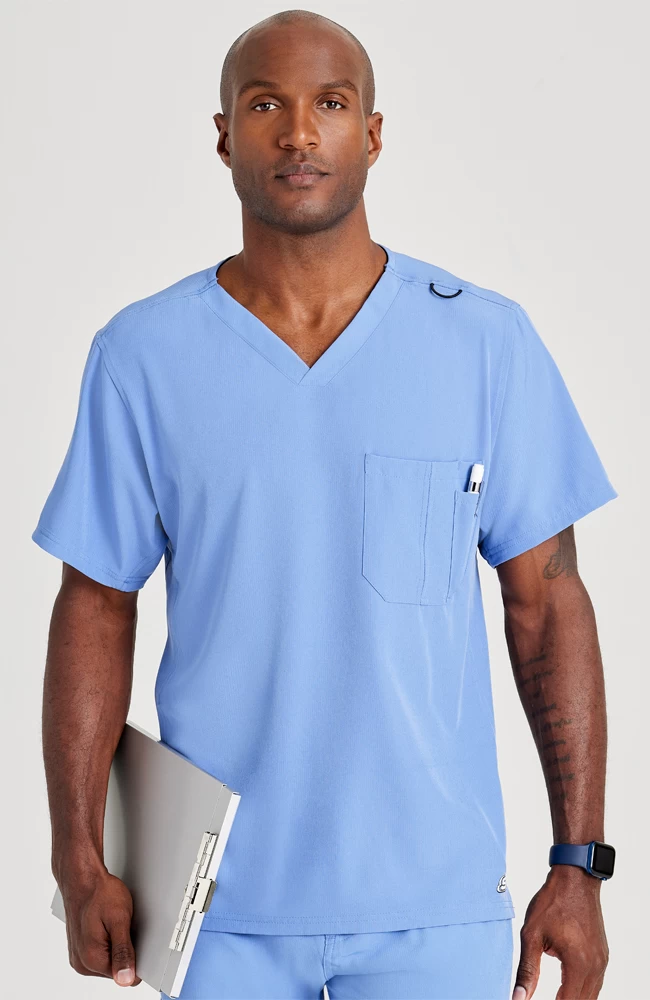 Skechers Men's Structure V-Neck Chest Pocket Solid Scrub Top 3 Skechers Men's Structure V-Neck Chest Pocket Solid Scrub Top