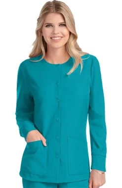 Skechers Women's Stability Snap Front Warm Up Solid Scrub Jacket