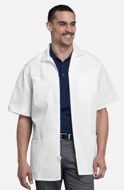 Cherokee Men's Med-Man Zip Front 32" Lab Coat
