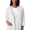 Cherokee Clearance Women's 3/4 Sleeve Solid Scrub Jacket -Medical Nurse Clothing Shop 1 ck 1491 clearancewht 650