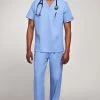 Unisex V-Neck Solid Scrub Top & Drawstring Cargo Scrub Pant Set -Medical Nurse Clothing Shop 1 ck 42set 650