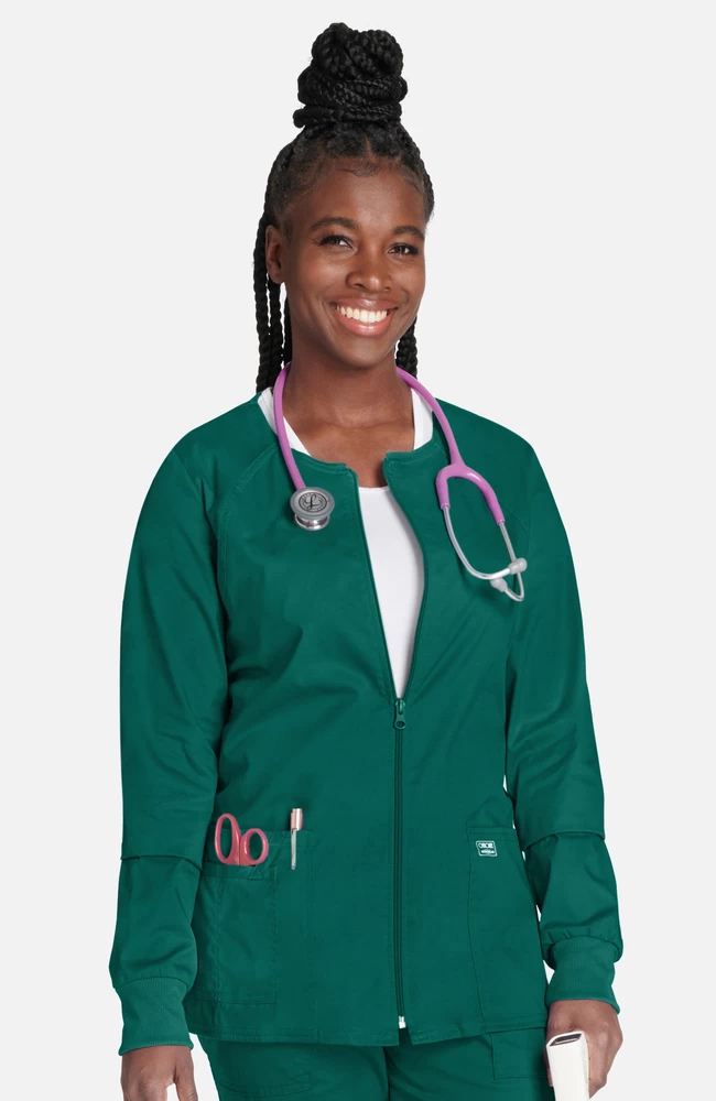 Women's Warm Up Solid Scrub Jacket 3 Women's Warm Up Solid Scrub Jacket