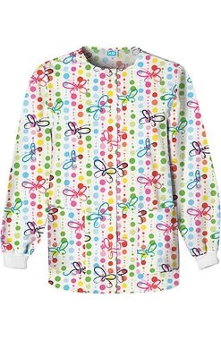 Cherokee Clearance Women's Crew Neck Butterfly Dots Print Jacket