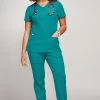 Women's Pitter-Pat Scrub Top & Tapered Jogger Scrub Pant Set -Medical Nurse Clothing Shop 1 ck 43set 650