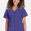 Women's Snap Front 2-Pocket Solid Scrub Top -Medical Nurse Clothing Shop 1 ck 4770 650