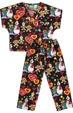 Cherokee Clearance Kid's Unisex Sesame Street Print Scrub Set