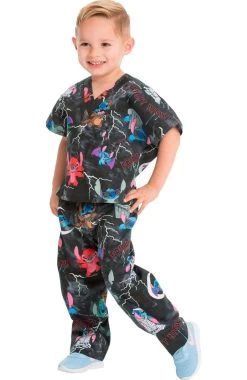 Cherokee Clearance Unisex Kids Spooky Stitch Print Scrub Set
