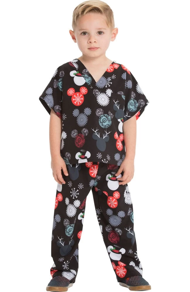 Cherokee Clearance Unisex Kids That's Snow Mickey Print Scrub Set 3 Cherokee Clearance Unisex Kids That's Snow Mickey Print Scrub Set