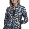 Cherokee Clearance Women's Zip Front Warm-Up Polka Dot Print Scrub Jacket -Medical Nurse Clothing Shop 1 ck ck308 printclearancepdg 650