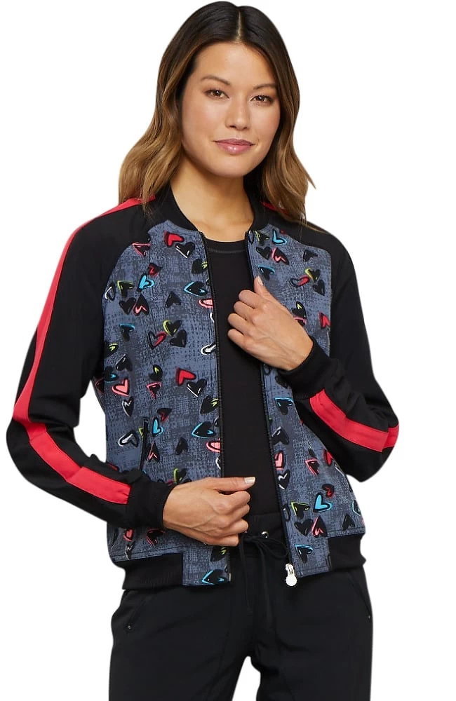 Cherokee Clearance Women's Zip Front Heart Print Scrub Jacket 3 Cherokee Clearance Women's Zip Front Heart Print Scrub Jacket