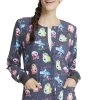 Cherokee Clearance Women's Snap Front Science Friends Print Jacket -Medical Nurse Clothing Shop 1 ck ck321 printclearancesif 650