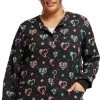 Cherokee Women's Snap Front Care Flor-All Print Scrub Jacket -Medical Nurse Clothing Shop 1 ck ck321 printcrf 650