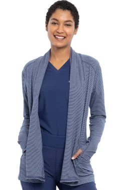 Cherokee Clearance Women's Open-Front Stripe Print Scrub Jacket