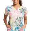 Cherokee Clearance Women's Brush Away Blooms Print Scrub Top