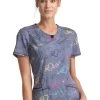 Cherokee Women's Round Neck Pop Beats Print Scrub Top 1 Cherokee Women's Round Neck Pop Beats Print Scrub Top -Medical Nurse Clothing Shop 1 ck ck609 printpbt 650