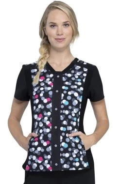 Cherokee Clearance Women's Two Times The Fun Print Scrub Top