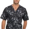 Cherokee Clearance Men's Its Tiki Time Print Scrub Top -Medical Nurse Clothing Shop 1 ck ck675 printclearanceiti 650