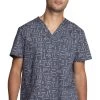 Cherokee Clearance Men's Instrumental Helpers Print Scrub Top