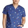 Cherokee Men's Home Run Print Scrub Top -Medical Nurse Clothing Shop 1 ck ck691 printhor 650
