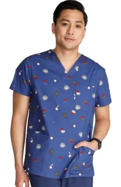 Cherokee Men's Home Run Print Scrub Top