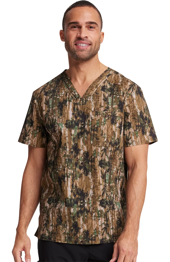 Cherokee Clearance Men's Outdoor Life Print Scrub Top 3 Cherokee Clearance Men's Outdoor Life Print Scrub Top