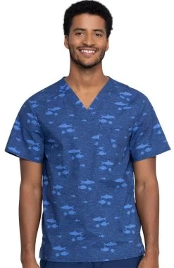 Cherokee Clearance Men's Stay In School Print Scrub Top