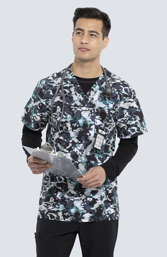 Cherokee Clearance Men's Cool Down Camo Print Scrub Top 3 Cherokee Clearance Men's Cool Down Camo Print Scrub Top