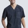 Cherokee Clearance Men's Tri It Out Print Scrub Top -Medical Nurse Clothing Shop 1 ck ck920 printclearancetri 650