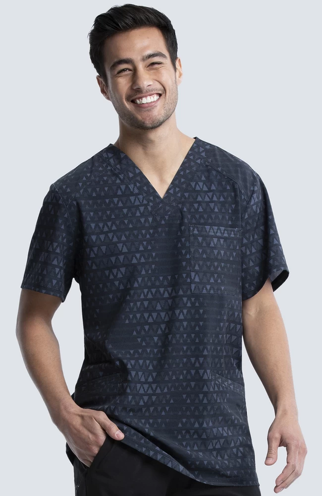 Cherokee Clearance Men's Tri It Out Print Scrub Top 3 Cherokee Clearance Men's Tri It Out Print Scrub Top