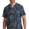 Cherokee Men's V-Neck Gradient Grid Print Scrub Top -Medical Nurse Clothing Shop 1 ck ck920 printgrg 650