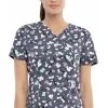ELLE Clearance Women's Open Hearted Print Scrub Top -Medical Nurse Clothing Shop 1 ck el602 printclearanceelo 650