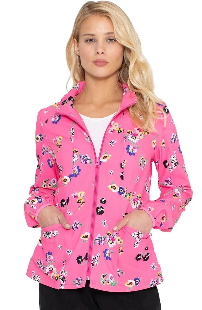 Clearance Women's Warm Up Flowering Fields Print Scrub Jacket 3 Clearance Women's Warm Up Flowering Fields Print Scrub Jacket