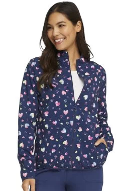 Clearance Women's Packable Loving Art Print Scrub Jacket