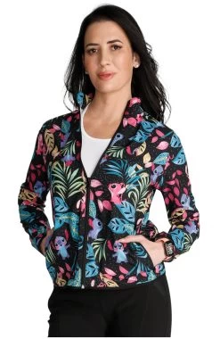 Cherokee Women's Packable Angel And Stitch Print Scrub Jacket
