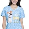 Cherokee Clearance Women's V-Neck Secret Life Of Pets Print Scrub Top -Medical Nurse Clothing Shop 1 ck tf614 printclearancepti 650