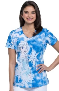 Cherokee Clearance Women's V-Neck Elsa Print Scrub Top