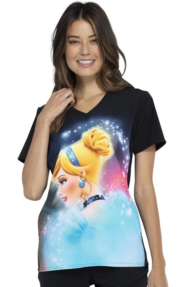 Cherokee Clearance Women's Cinderella Dream Print Scrub Top 3 Cherokee Clearance Women's Cinderella Dream Print Scrub Top