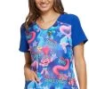 Cherokee Clearance Women's V-Neck Trolls Print Scrub Top -Medical Nurse Clothing Shop 1 ck tf645 printclearancetob 650