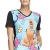 Cherokee Clearance Women's Scooby Sunshine Print Scrub Top -Medical Nurse Clothing Shop 1 ck tf678 printclearancesdi 650