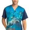 Cherokee Clearance Men's Swing Into Action Print Scrub Top -Medical Nurse Clothing Shop 1 ck tf700 printclearancedmw 650