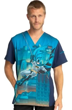 Cherokee Clearance Men's Swing Into Action Print Scrub Top