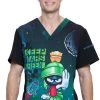 Cherokee Clearance Men's V-Neck Keep Mars Green Print Scrub Top 2 Cherokee Clearance Men's V-Neck Keep Mars Green Print Scrub Top -Medical Nurse Clothing Shop 1 ck tf708 printclearanceltm 650