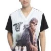 Cherokee Clearance Men's Chewie Print Scrub Top -Medical Nurse Clothing Shop 1 ck tf708 printclearances8c 650
