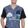 Cherokee Clearance Men's V-Neck Fist Bump Club Print Scrub Top -Medical Nurse Clothing Shop 1 ck tf708 printclearancetof 650